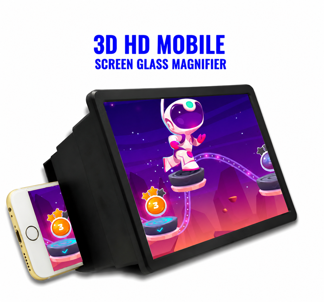 CinemaView™ 3D Screen Magnifier with Eye Protection + FREE Wireless Earbuds | Mobile Phone Screen Enlarger for Movies & Videos