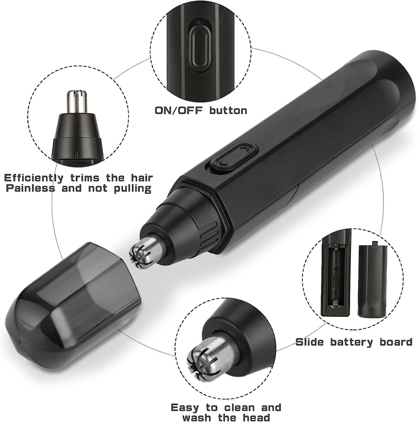 Painless Nose & Ear Hair Trimmer – Portable, Safe & Precision Grooming Tool