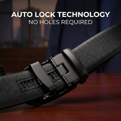 FlexLock Auto-Lock Men's Belt + FREE Premium perfume bottle| Holeless Adjustable Leatherite Belt | One Size Fits Most
