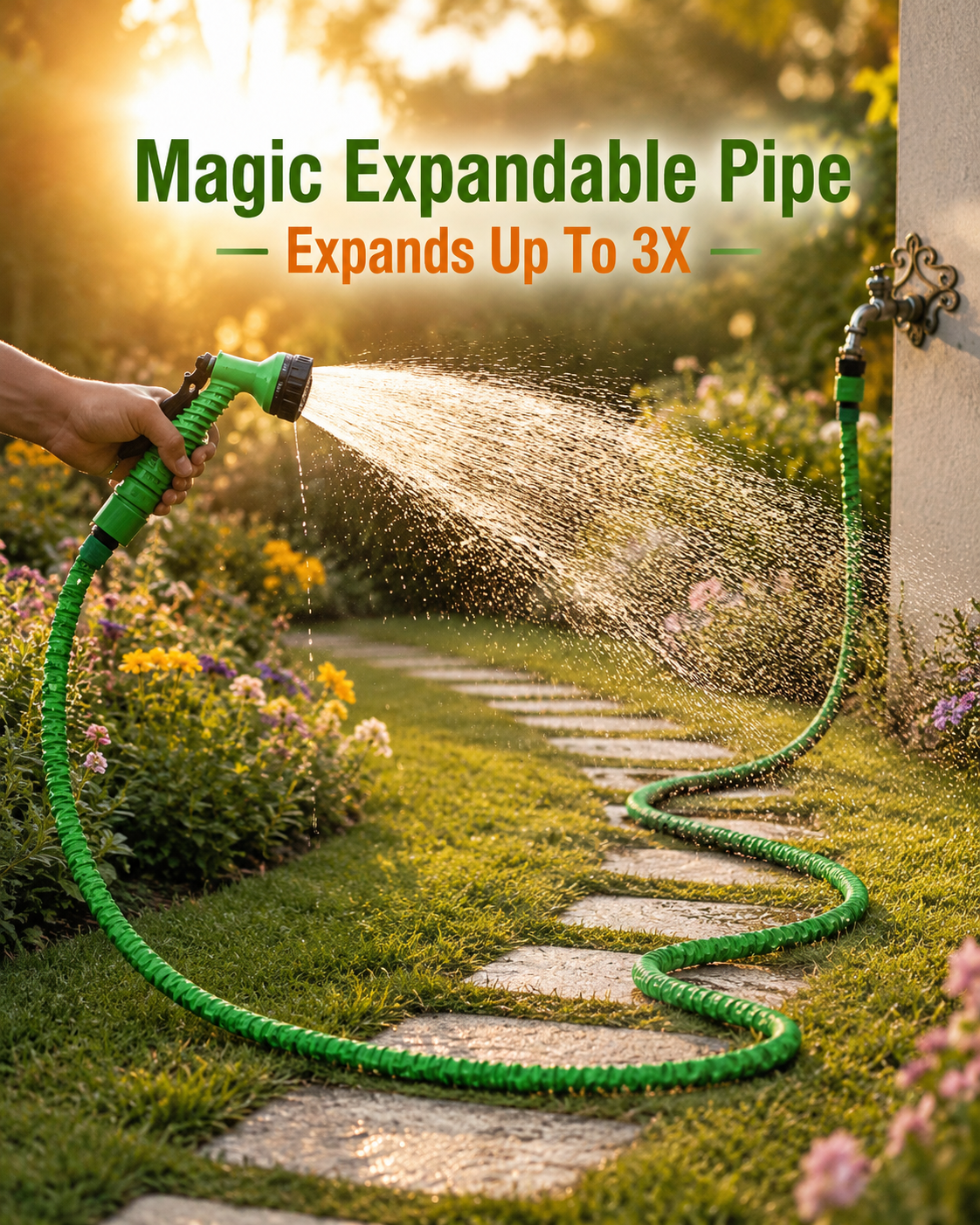 HydroFlex™ Magic Expandable Water Hose with 7-Mode Spray Gun | Lightweight Garden & Car Wash Pipe | Kink-Free Expandable Hose