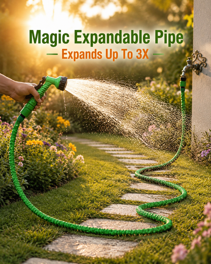 HydroFlex™ Magic Expandable Water Hose with 7-Mode Spray Gun | Lightweight Garden & Car Wash Pipe | Kink-Free Expandable Hose