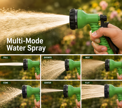 HydroFlex™ Magic Expandable Water Hose with 7-Mode Spray Gun | Lightweight Garden & Car Wash Pipe | Kink-Free Expandable Hose