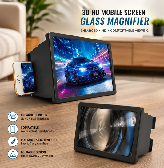 CinemaView™ 3D Screen Magnifier with Eye Protection + FREE Wireless Earbuds | Mobile Phone Screen Enlarger for Movies & Videos