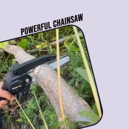 6-Inch Battery Powered Heavy Duty Mini Chainsaw | Cordless Electric Wood Cutter, One-Hand Portable & Rechargeable