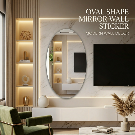 MirrorGlow™ Oval 3D Wall Sticker Set | Decorative Acrylic Mirror Wall Décor | DIY Self-Adhesive Home Decoration