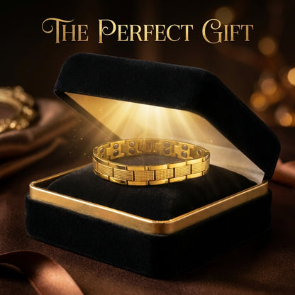 MagnoLux™ Gold-Tone Magnetic Bracelet for Men | Adjustable Stainless Steel Link Bracelet | Luxury Fashion Wrist Accessory