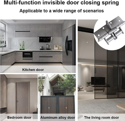 Heavy Duty 3-in-1 Self-Closing Garage Door Hinge - Automatic Spring Hinge with 90° Positioning, Anti-Rust Folding Shelf Hinge & Invisible Door Closer