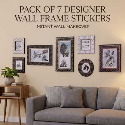 DecoraFrame™ Luxury 3D Wall Frame Sticker Set (Pack of 7) | DIY Peel & Stick Designer Wall Décor | Modern Home Makeover Art