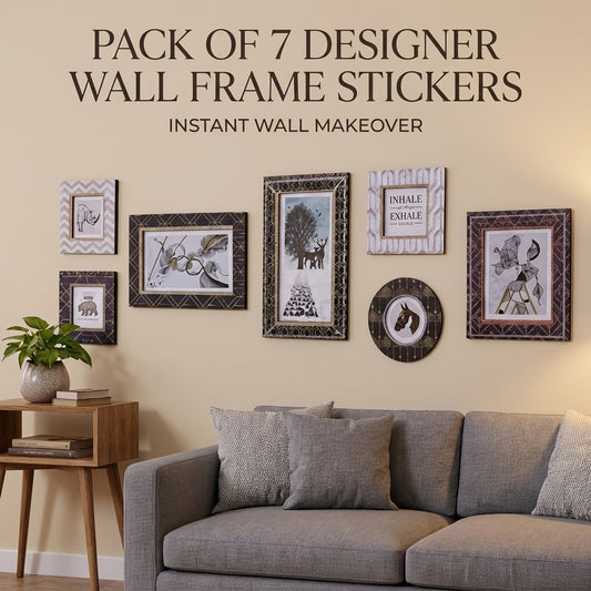 DecoraFrame™ Luxury 3D Wall Frame Sticker Set (Pack of 7) | DIY Peel & Stick Designer Wall Décor | Modern Home Makeover Art