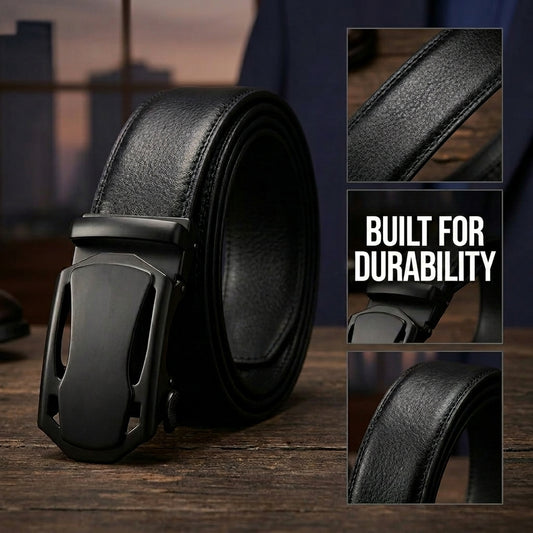 FlexLock Auto-Lock Men's Belt + FREE Premium perfume bottle| Holeless Adjustable Leatherite Belt | One Size Fits Most